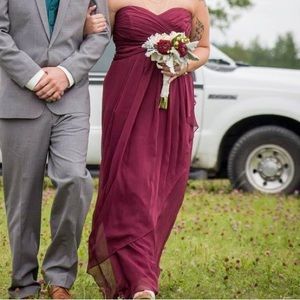 Wine strapless bridesmaid / formal dress